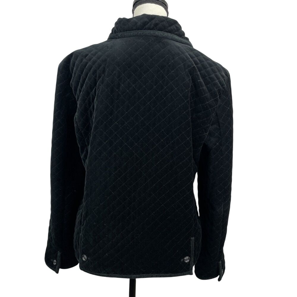 Chaps Women's Quilted Jacket Large Black Diamond‑Quilt Button Front Coat - Picture 6 of 12